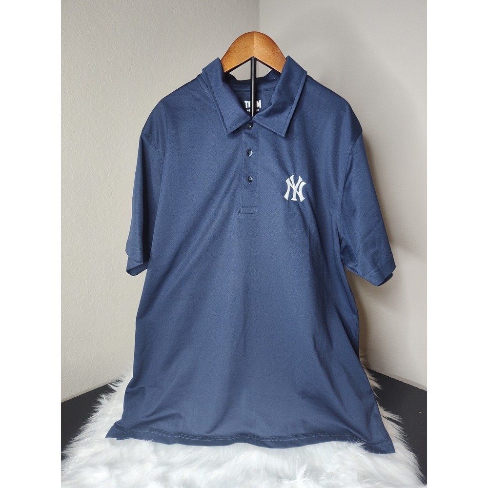 Team 365 Polo Shirt Men Large Navy Blue New York Yankees MLB TT21 Performance